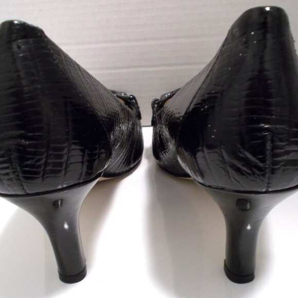 Alex Marie Black Patent Leather Loafer Style Women's 3" High Heels, Size 10M - Picture 5 of 11
